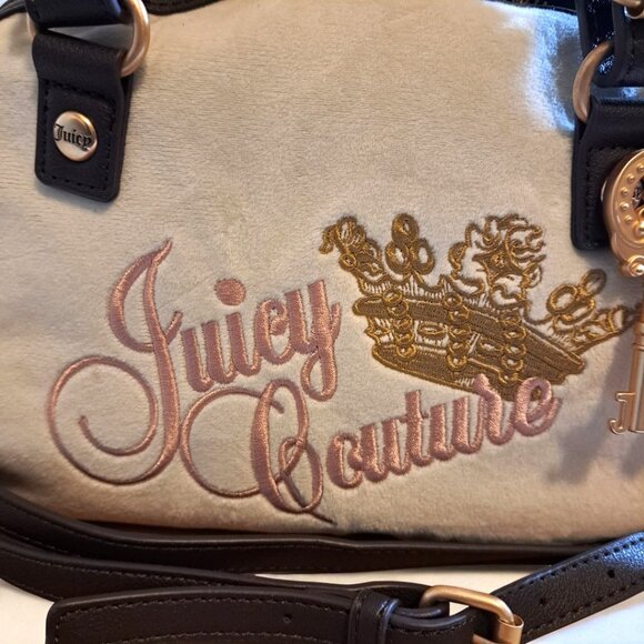 Juicy Couture the Key to Juicy Dome Satchel Crossbody White Brown NWT - Picture 4 of 16